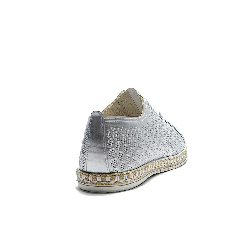 SILVER Mesh-Textile Side-Logo Lace-up Running Athletic Shoes for Women ,Scarpa Model B864 - Image 4