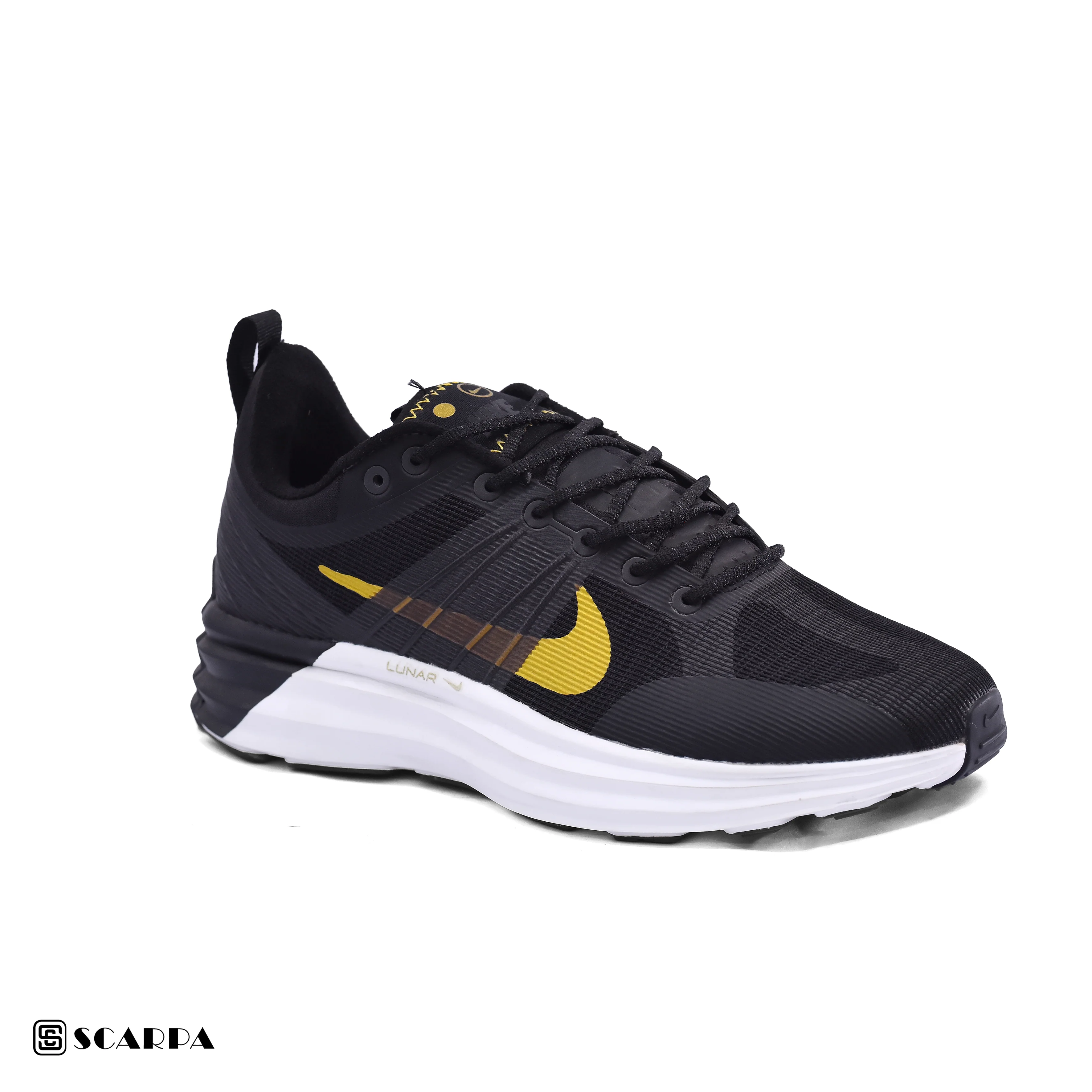 New comfartable Fashion Sneakers with BLACK&GOLD Color ,Scarpa Model NIKE LUNAR