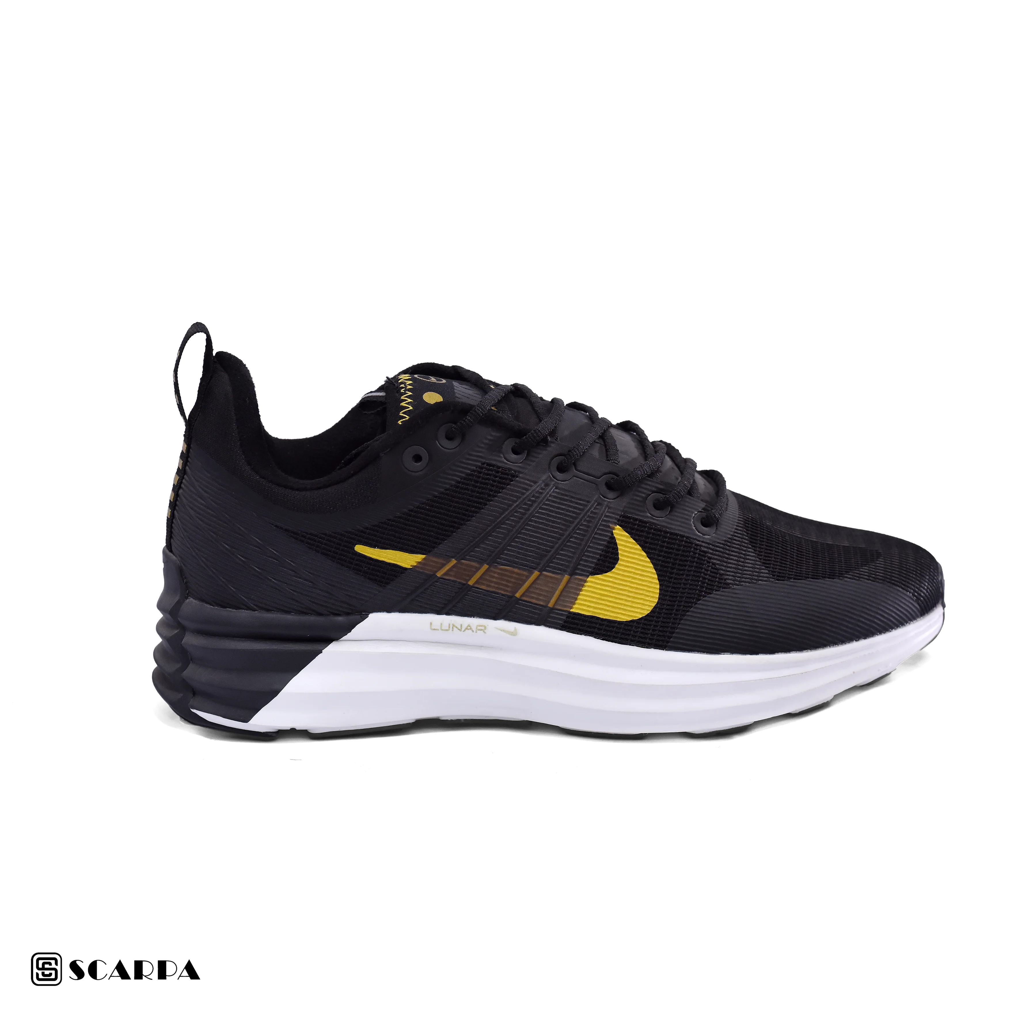 New comfartable Fashion Sneakers with BLACK&GOLD Color ,Scarpa Model NIKE LUNAR - Image 2
