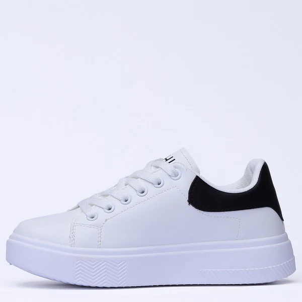 WHITE&Black  Mesh-Textile Side-Logo Lace-up Running Athletic Shoes for Women ,Model RB4 - Image 3
