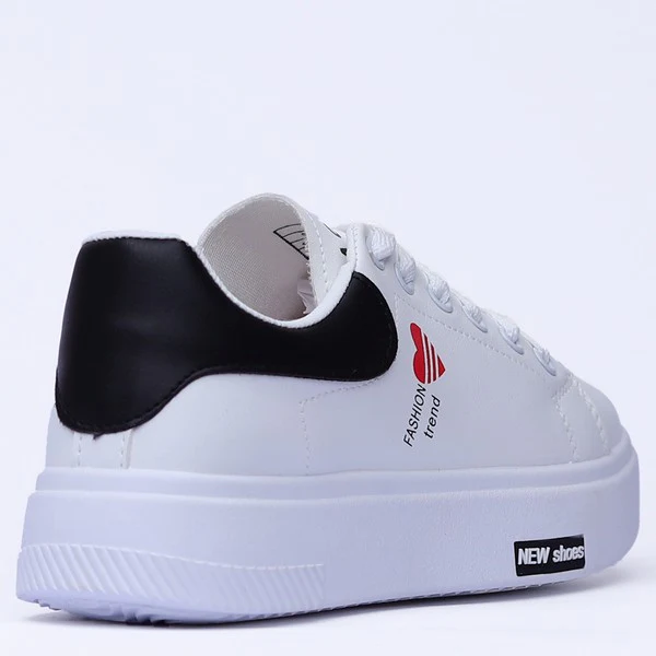 WHITE&Black  Mesh-Textile Side-Logo Lace-up Running Athletic Shoes for Women ,Model RB4 - Image 4
