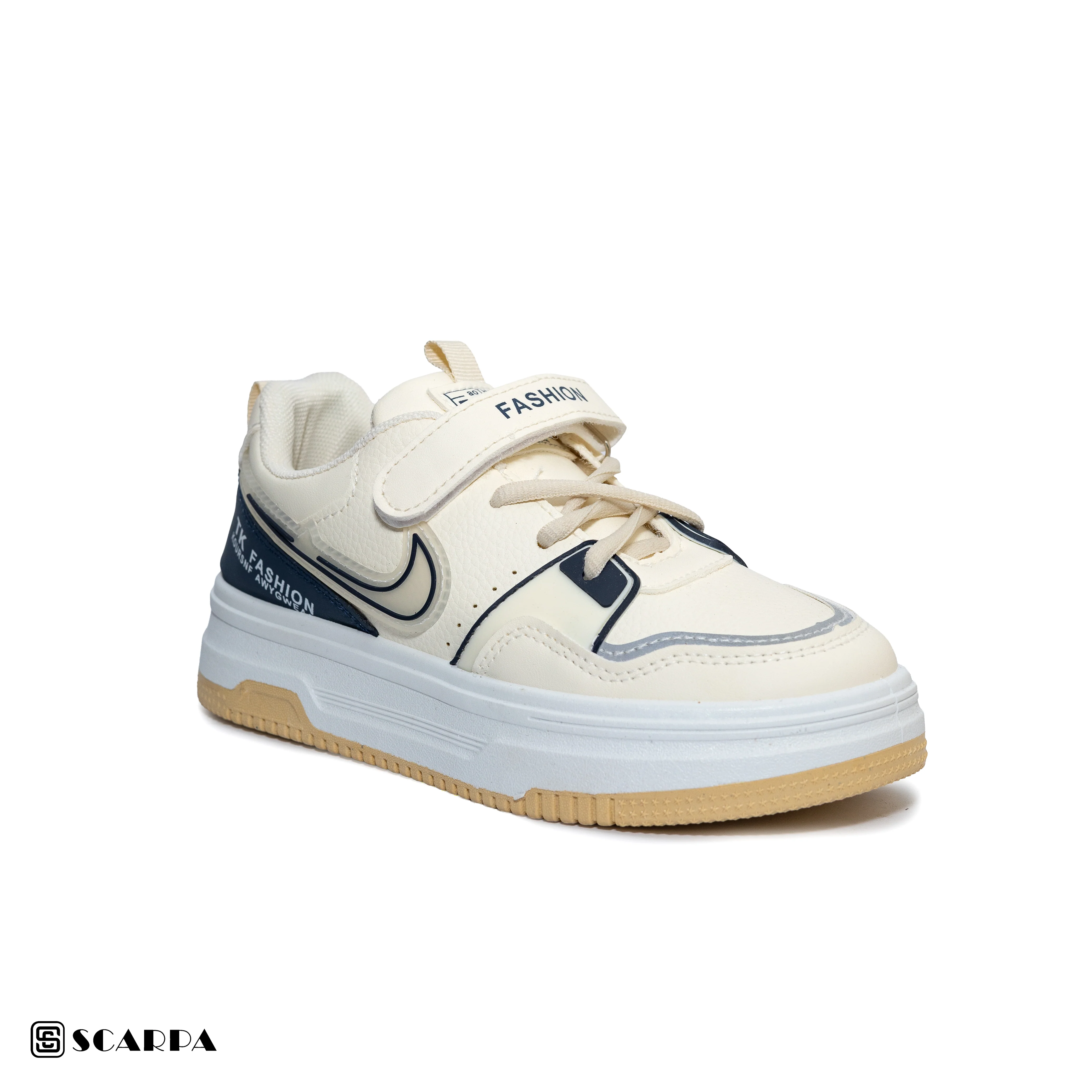 Scarpaa Comfartable Fashion KIDS Sneakers model S-207-WHITE&BEIGE