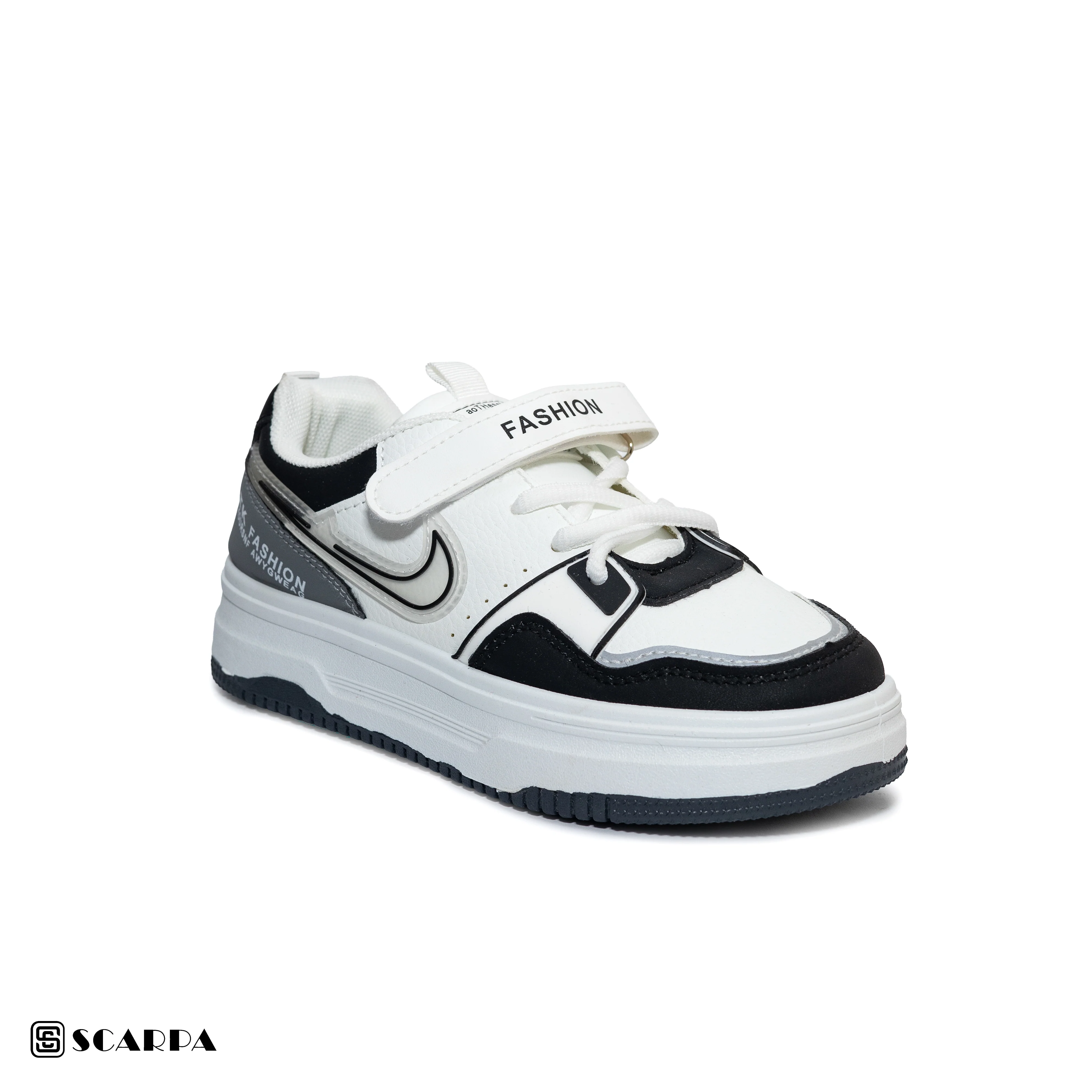 Scarpaa Comfartable Fashion KIDS Sneakers model S-207-WHITE&BLACK
